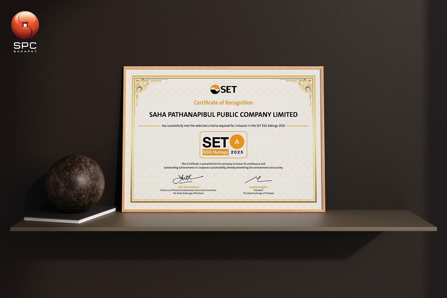 “สหพัฒนพิบูล” ได้รับการจัดอันดับ SET ESG Ratings ปี 2568 ตอกย้ำการดำเนินธุรกิจอย่างยั่งยืนตามมาตรฐานตลาดทุนไทย