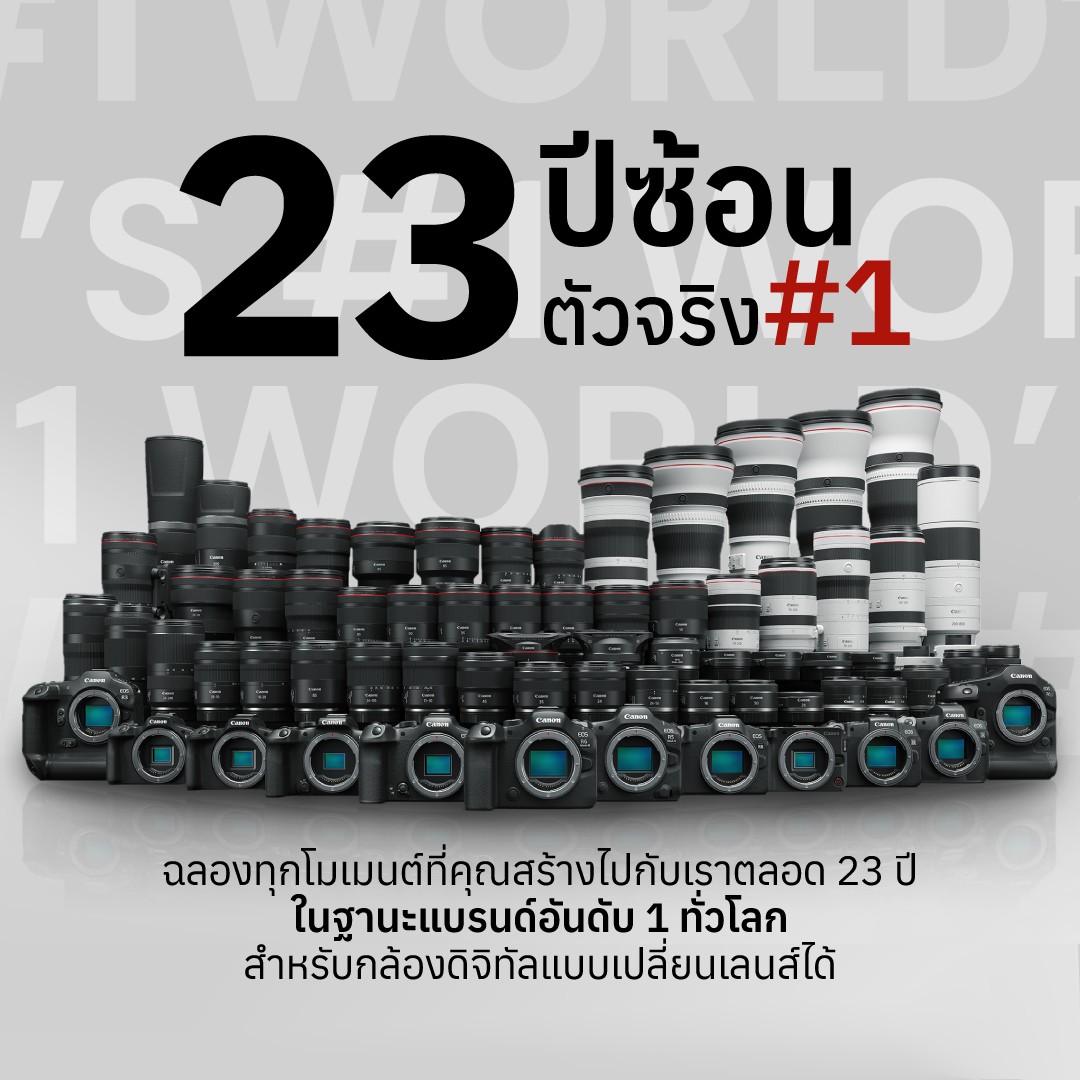 แคนนอน ครองแชมป์ ส่วนแบ่งทางการตลาดกล้องดิจิทัลเปลี่ยนเลนส์ได้อันดับ 1 ทั่วโลกต่อเนื่องปีที่ 23
