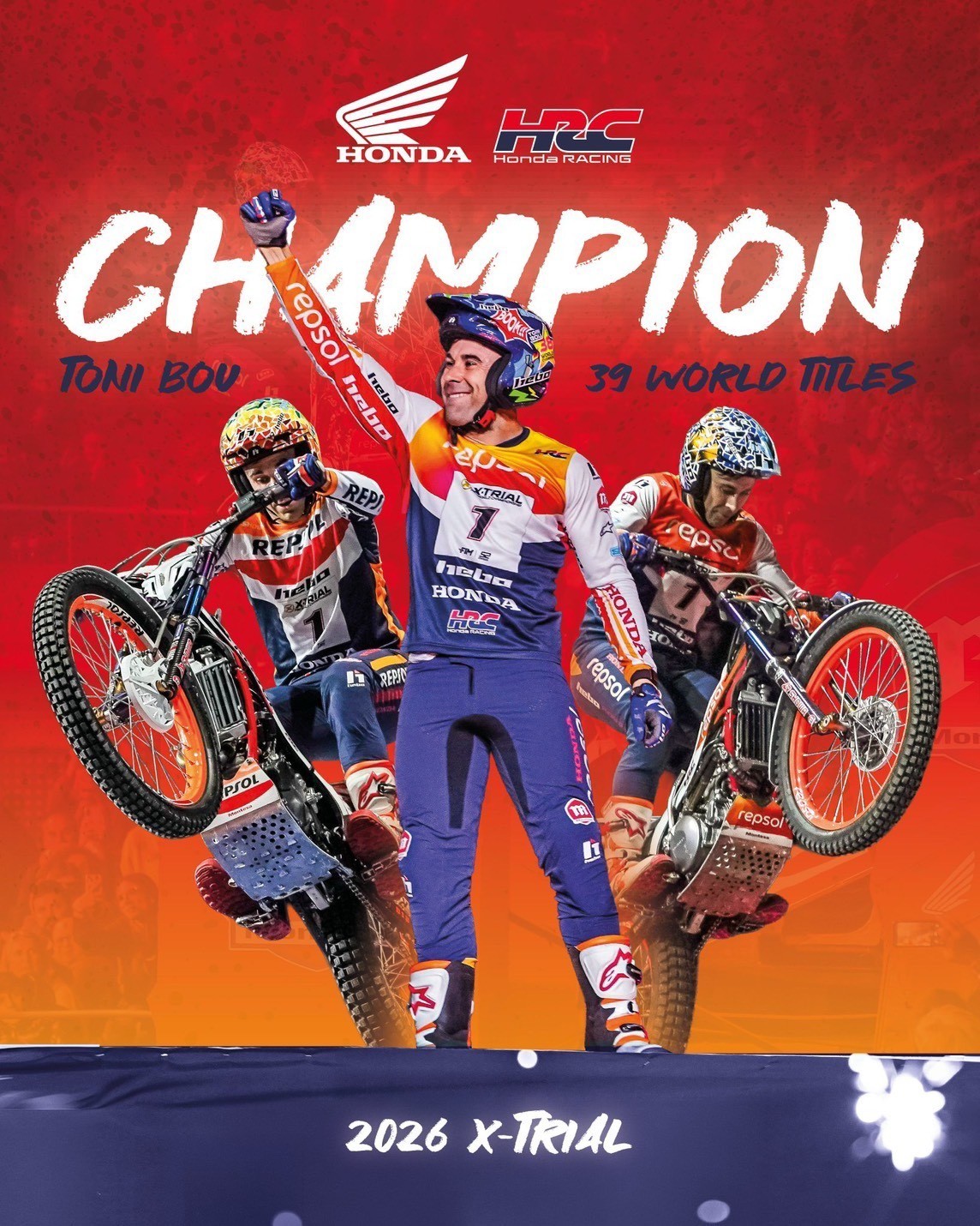 Repsol Honda HRC ผลงานเหนือชั้น “โทนี่ โบ” คว้าชัยชนะที่ฝรั่งเศส เก็บคะแนนทิ้งห่างผงาดแชมป์โลกศึก X-Trial World Championship 2026 