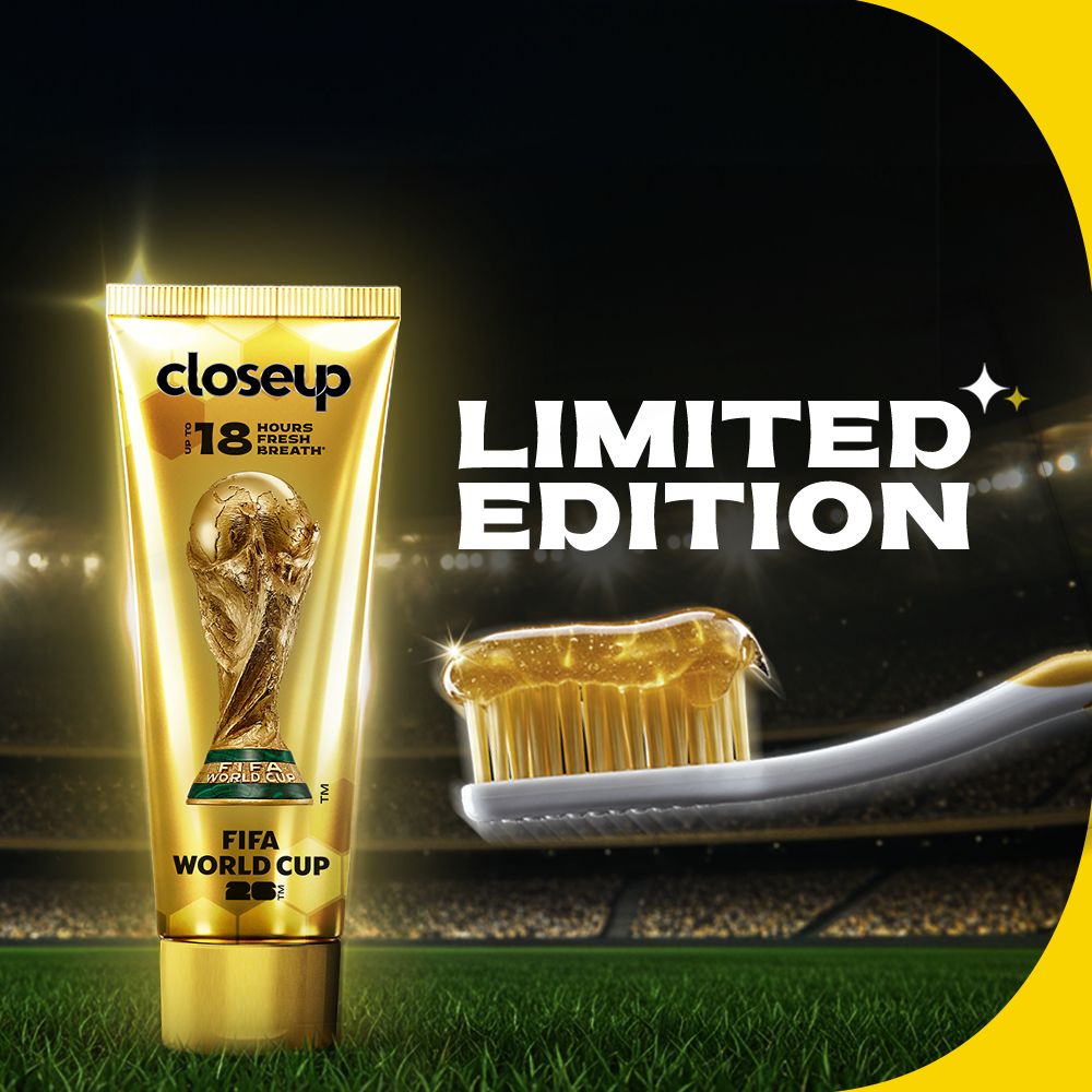แฟนบอลเฮ! Closeup เปิดตัวยาสีฟันเจลสีทอง Closeup Gold (Limited Edition) ชวนลุ้นตั๋วที่นั่ง FIFA World Cup 2026™ ไป ‘ใกล้ชิด’ บรรยากาศฟุตบอลโลก เพียง ‘ซื้อ & สแกน’ ยิ่งซื้อเยอะ ยิ่งมีสิทธิ์เยอะ!