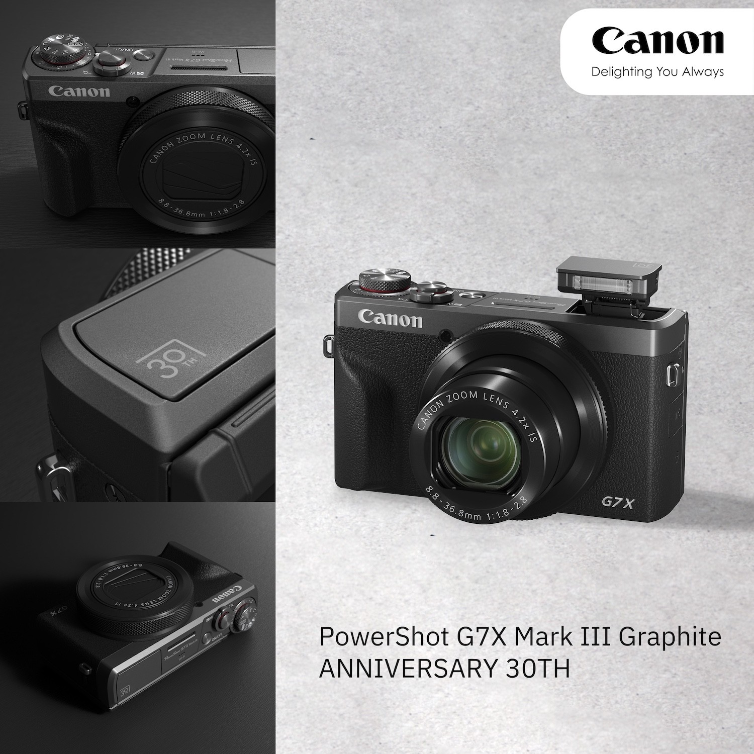 แคนนอน ฉลอง 3 ทศวรรษกล้องดิจิทัลคอมแพคระดับตำนาน เปิดตัว “PowerShot G7 X Mark III Commemorative Edition” สี Graphite สุดพิเศษ ห้ามพลาด Limited Boxset รุ่นวางจำหน่ายเฉพาะในประเทศไทยมาพร้อมเคสกระเป๋าหนังใส่กล้องพร้อมสายสะพาย Exclusively design by NEXT ผลิตจำนวนจำกัด