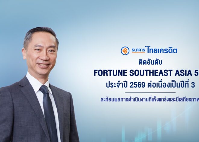 ธนาคารไทยเครดิต ประกาศความสำเร็จบนเวทีระดับภูมิภาค ติดอันดับ “Fortune Southeast Asia 500” ประจำปี 2569 ต่อเนื่องเป็นปีที่ 3 สะท้อนผลการดำเนินงานที่แข็งแกร่งและมีเสถียรภาพ
