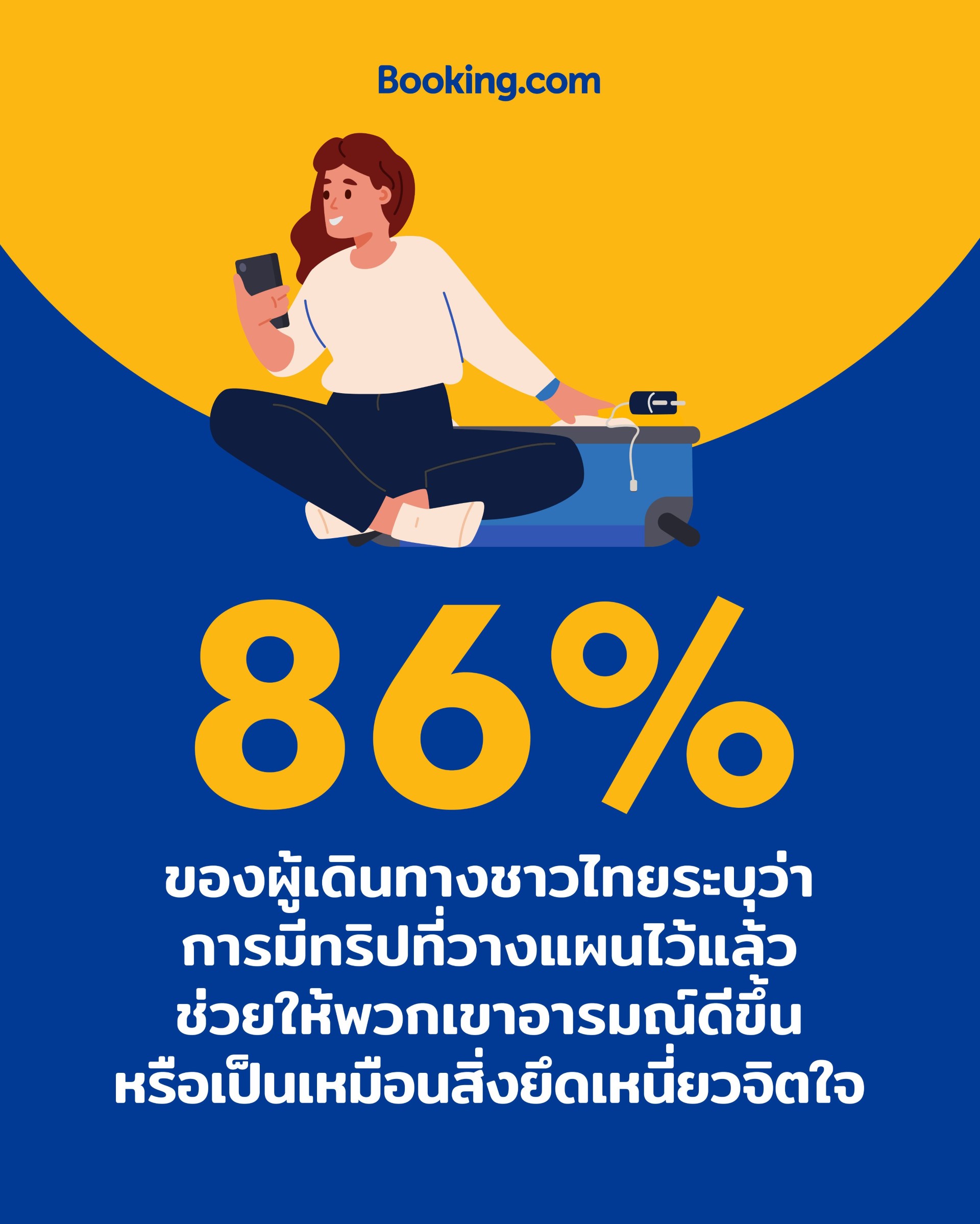 แพลนเที่ยวคือเครื่องยึดเหนี่ยวจิตใจ! รายงานดัชนีความสุขในการเดินทางของ Booking.com เปิดเผยว่าการท่องเที่ยวยังคงสำคัญต่อสุขภาวะทางจิตและอารมณ์ของผู้เดินทาง ด้านผู้เดินทางชาวไทยระบุว่าการมีทริปที่วางแผนไว้แล้วช่วยทำให้อารมณ์ดีขึ้น