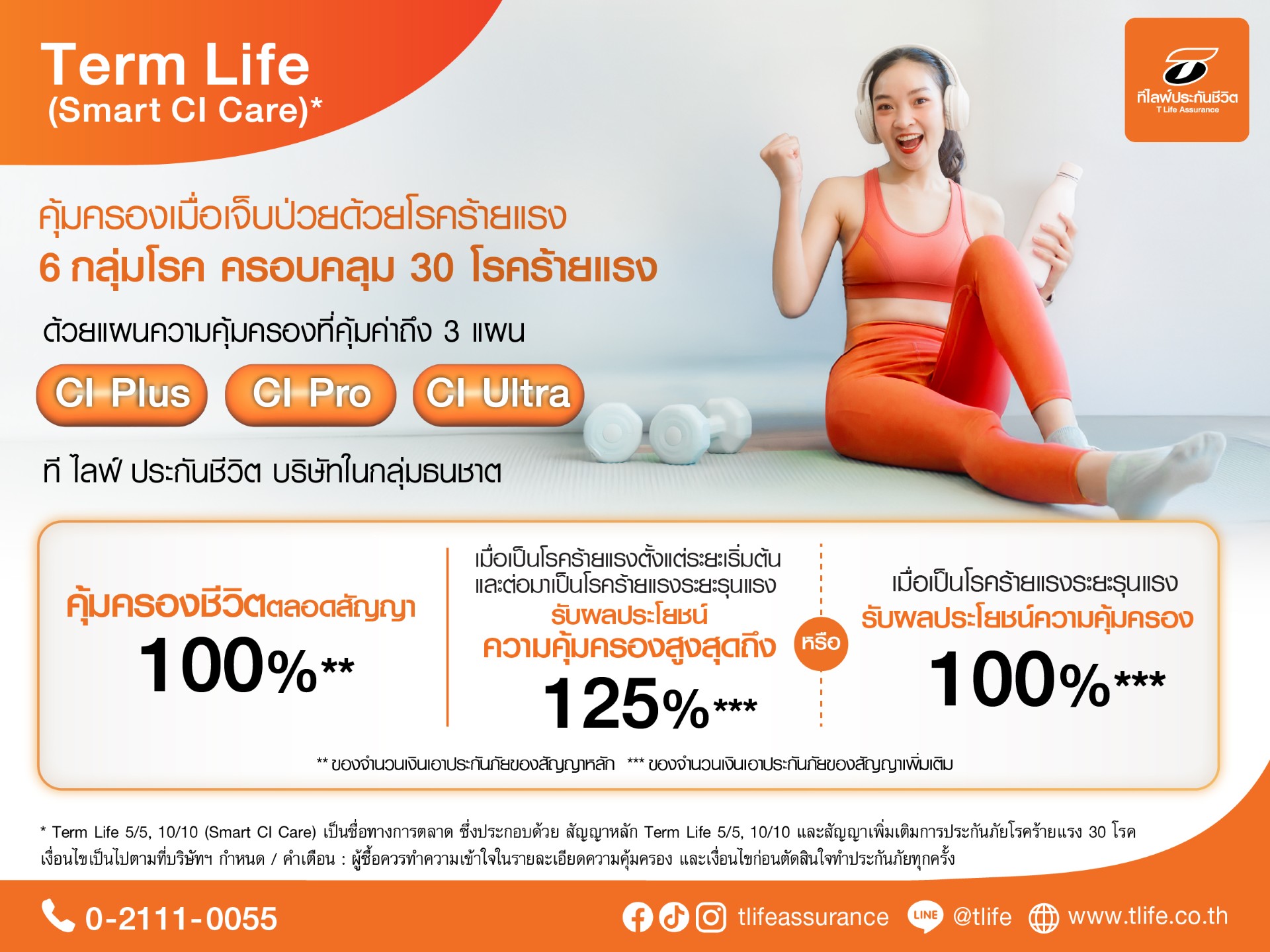 ที ไลฟ์ ประกันชีวิต รุกเสิร์ฟ  “Term Life (Smart CI Care)” ประกันคุ้มครองชีวิตและโรคร้ายแรง 6 กลุ่มโรค ครอบคลุม 30 โรคร้ายแรง ผ่านช่องทางออนไลน์  เน้นซื้อง่าย สะดวก ตอบโจทย์ผู้บริโภคยุคใหม่