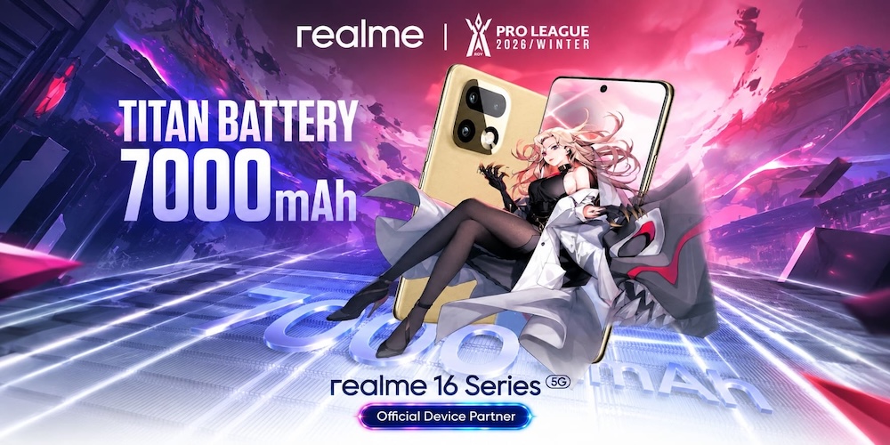 เกมนี้ต้องสุด! realme 16 Series 5G ลงสนาม RoV Pro League 2026 Winter ในฐานะ Official Device Partner พร้อมปลุกพลังเกมเมอร์ฉลอง 10 ปี RoV ไทย! เตรียมเปิดไฟต์เดือดในงาน “ARENA OF THE DECADE สมรภูมิแห่งทศวรรษ” 23-25 ตุลาคมนี้ ที่อิมแพ็ค เมืองทองธานี เข้าฟรี 3 วันเต็ม พร้อมท้าดวล RoV 1v1 ลองของแรง 144Hz และแบตอึด 7,000mAh ที่บูธ realme!